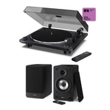 Sharp RPTT100CPSS30 Pair of Wireless Bookshelf Speakers with Automatic Bluetooth Turntable - Black