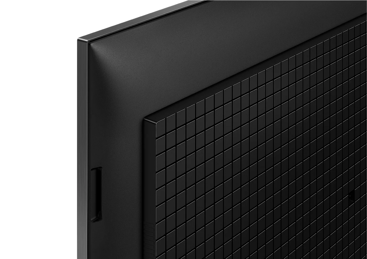Sony bravia 5 back corner showing the textured detail of the back panel and the bezel