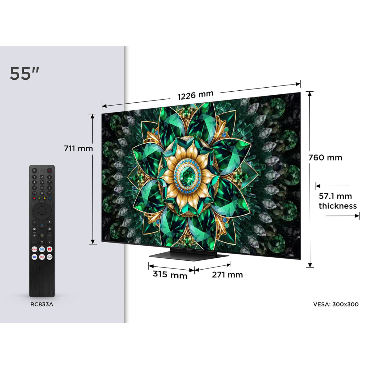 TCL 55Q7C-UK 55" 4K QD-Mini LED UHD Smart Google TV