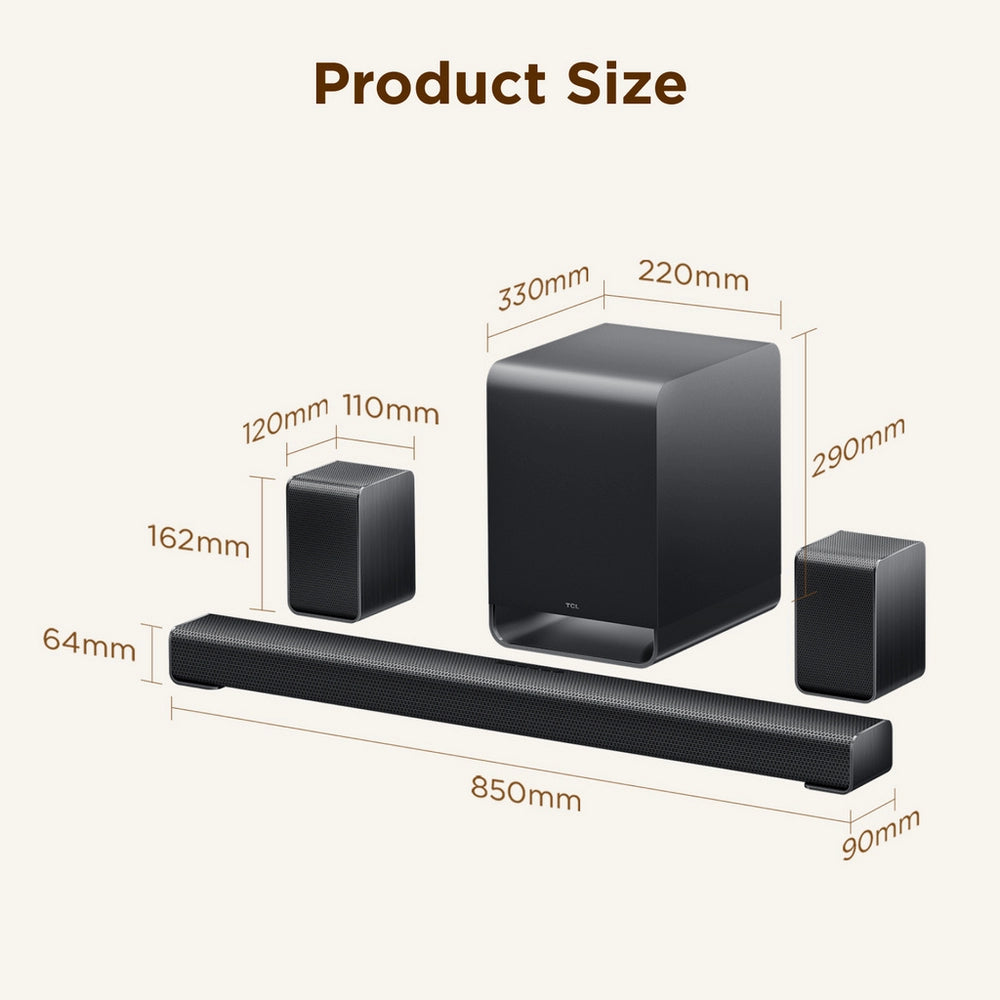 TCL S65K-UK 5.1ch with wireless subwoofer Dolby Atmos - Black
