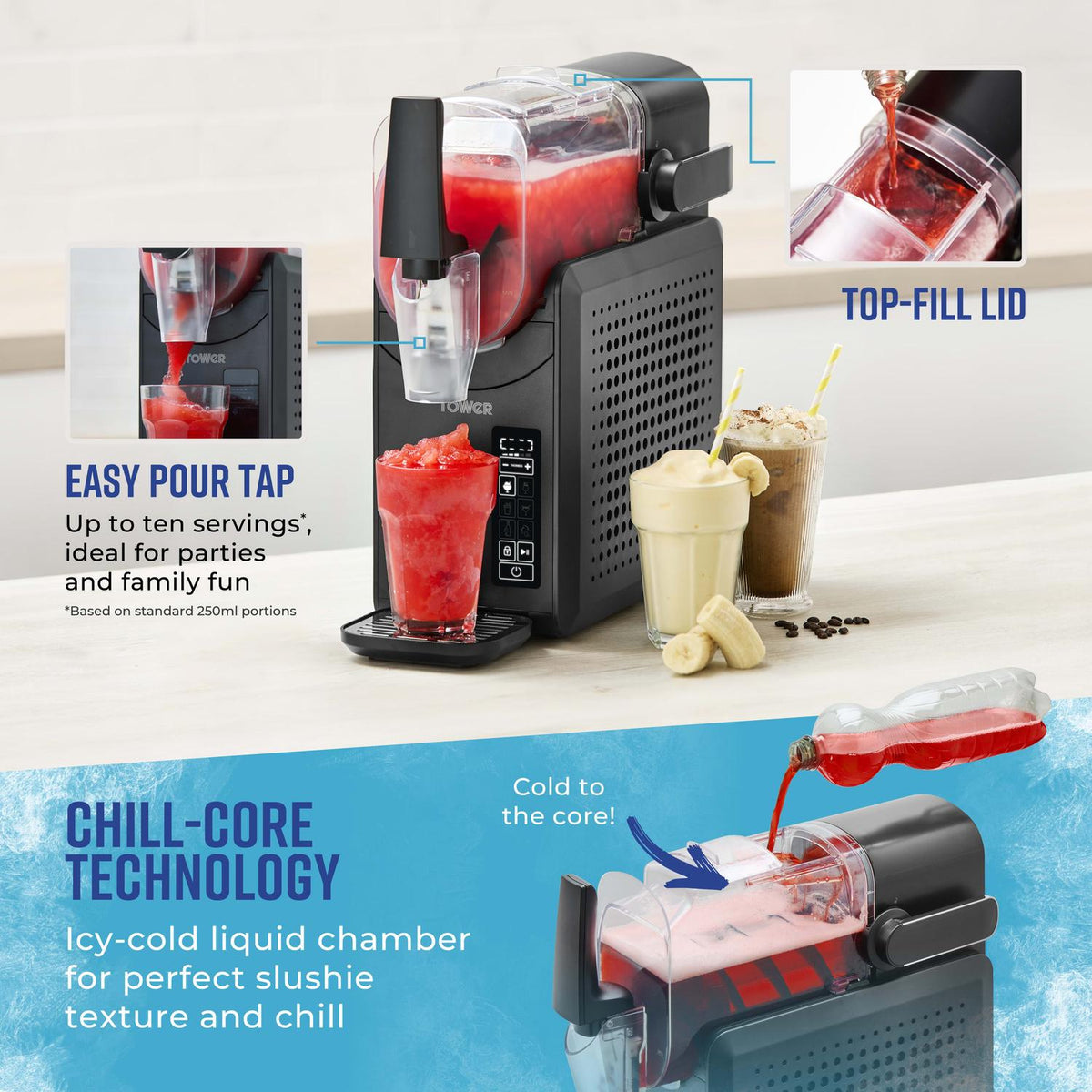 Tower T19058 2.6l Frozen Drink Slushi Maker - Black