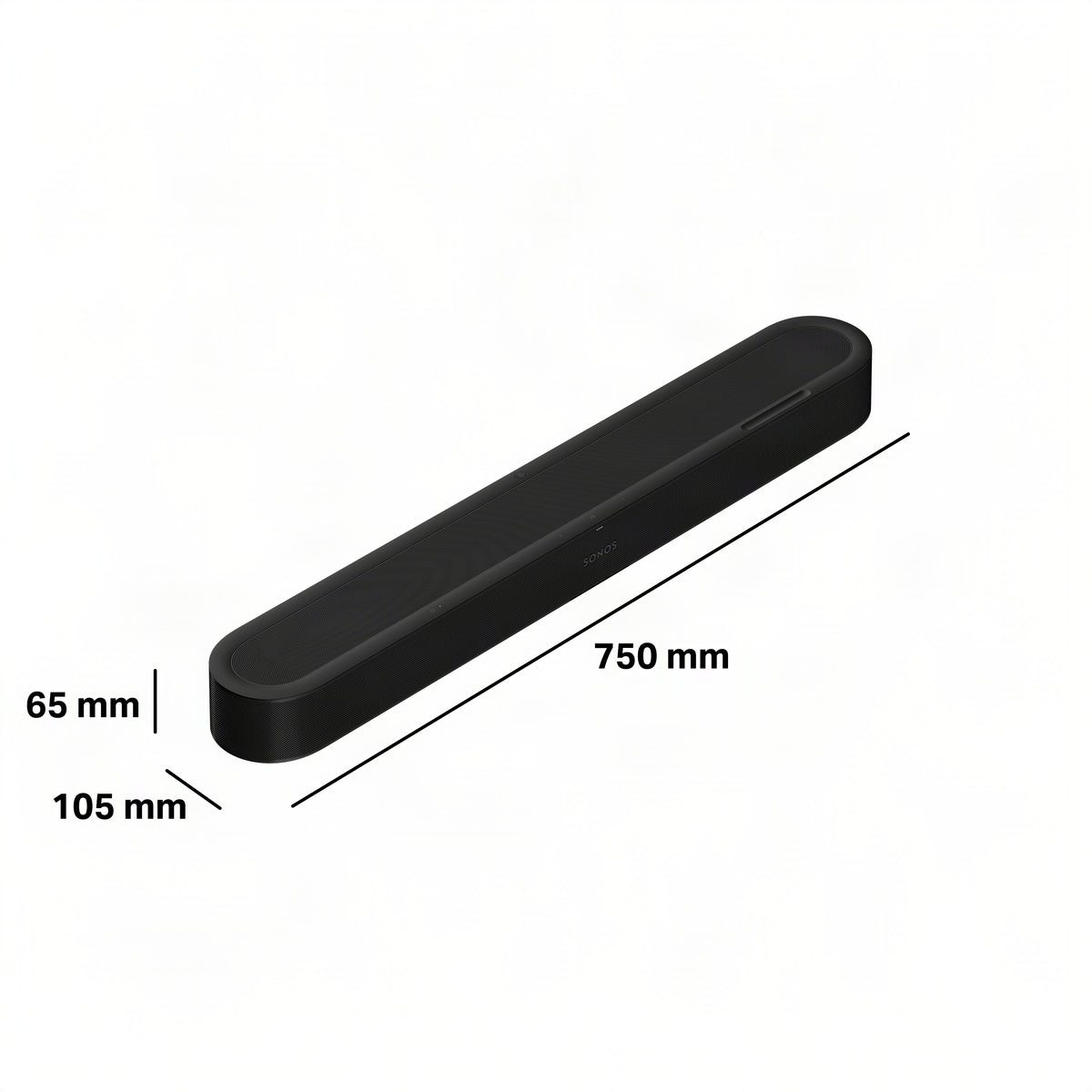 Sonos Beam Ultra in black showing dimensions